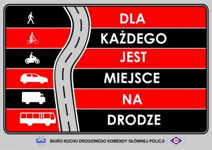 napis &quot;dla każdego jest miejsce na drodze&quot;