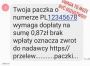 zdjęcie poglądowe, widoczny fałszywy sms od oszusta