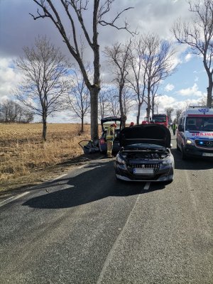 Widoczny pojazd marki Skoda w miejscu zdarzenia