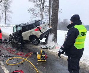 Miejsce wypadku drogowego na trasie Orneta - Dobre Miasto