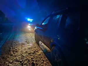 Miejsce kontroli drogowej kierującej Land Roverem