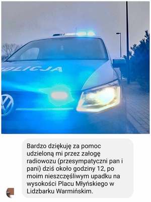 Radiowóz i podziękowania.