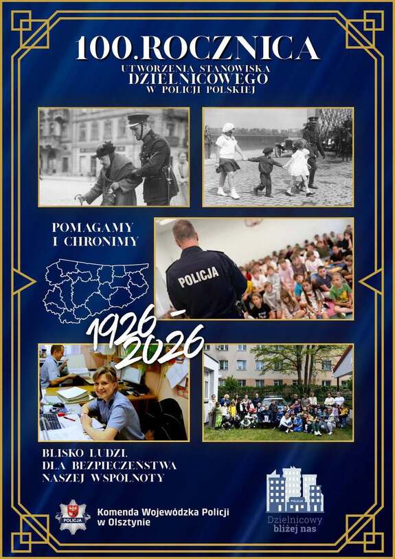 Plakat 100. rocznica utworzenia stanowiska dzielnicowego w polskiej Policji